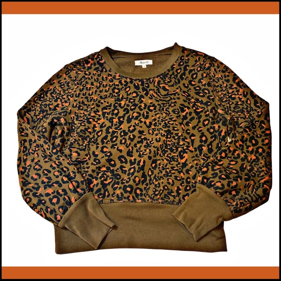 MADEWELL LEOPARD SWEATSHIRT IN JUNGLE CAT Sz MEDIUM - Picture 11 of 15